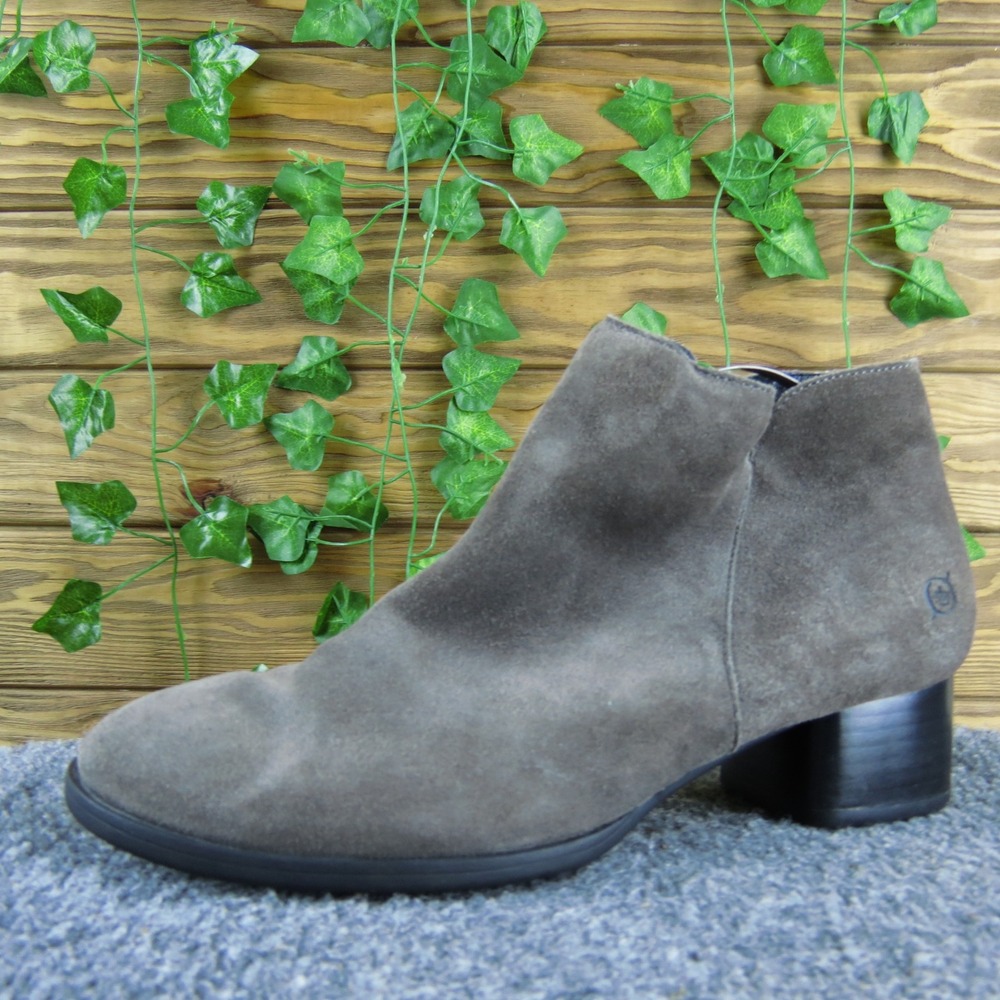Born Brown Suede Ankle Boots‎ Women 8.5 Block Heel Comfortable Casual Style